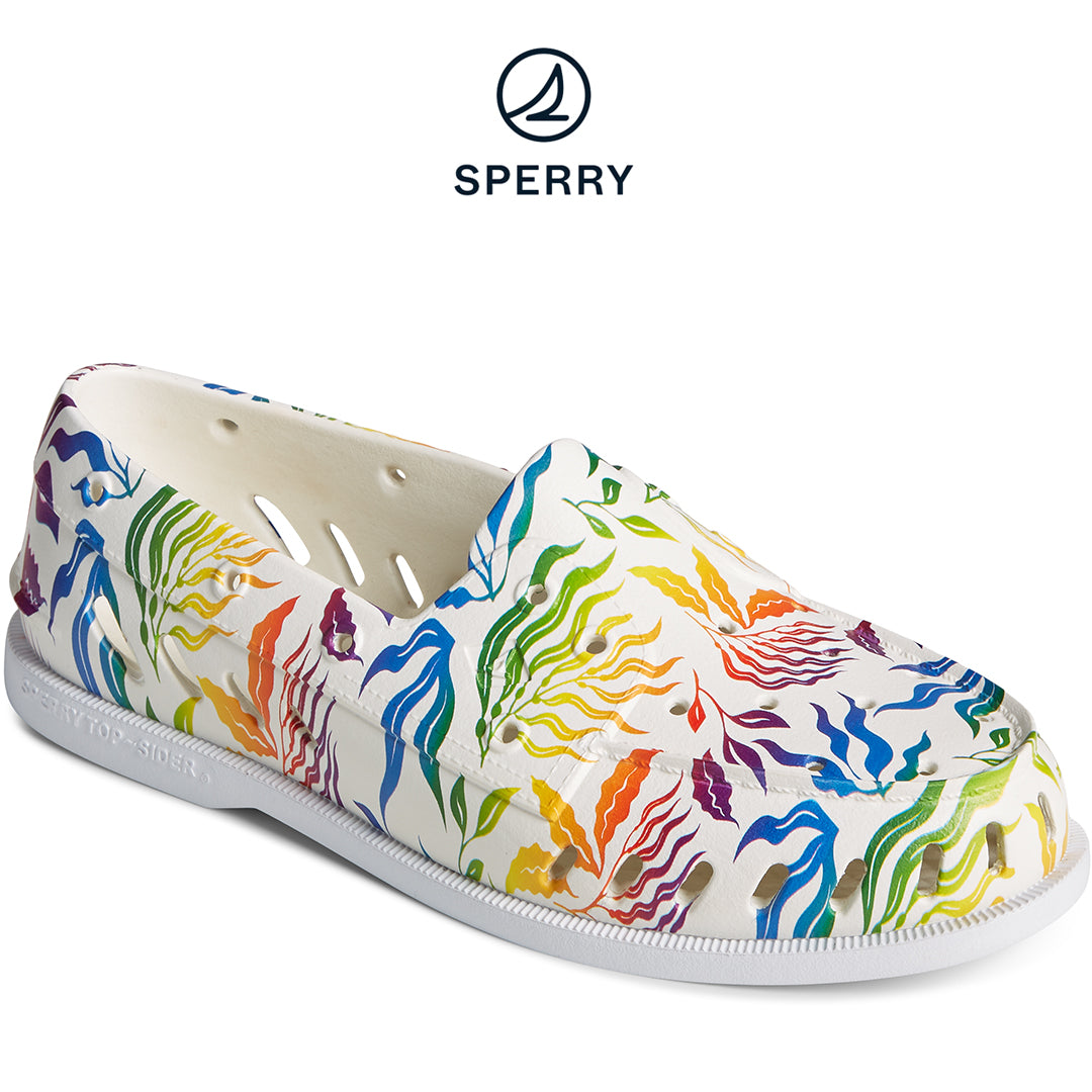 Sperry Women's Authentic Original Float Pride Boat Shoe- White (STS24303)