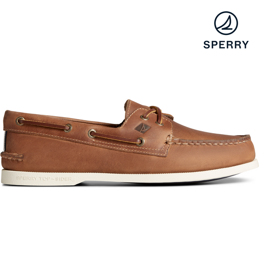 Sperry Men's Authentic Original Cross Lace Leather Boat Shoe - Tan (STS24867)