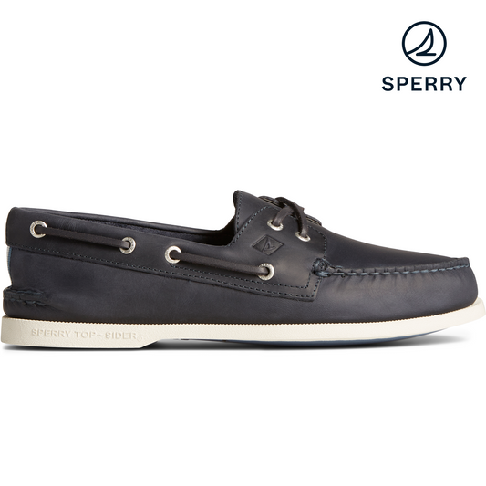 Sperry Men's Authentic Original Cross Lace Leather Boat Shoe - Navy (STS24868)