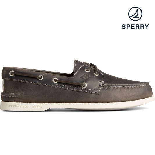 Sperry Men's Authentic Original Cross Lace Leather Boat Shoe - Grey (STS24869)