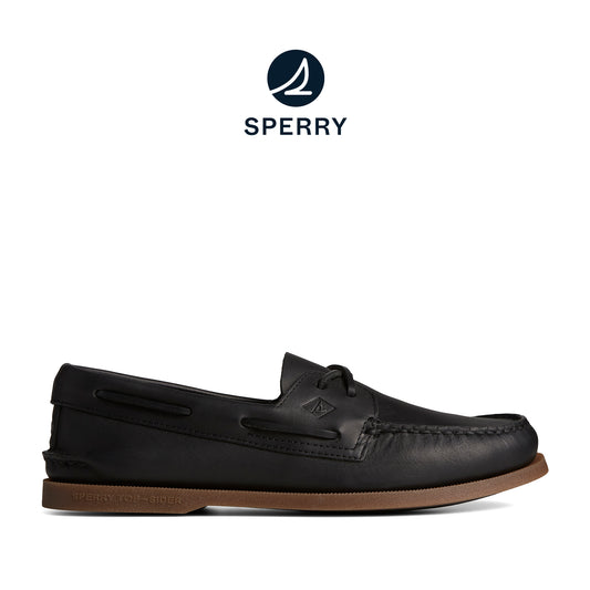 Sperry Men's Authentic Original™ Cross Lace Leather Boat Shoes Topsider - Black (4F001310)