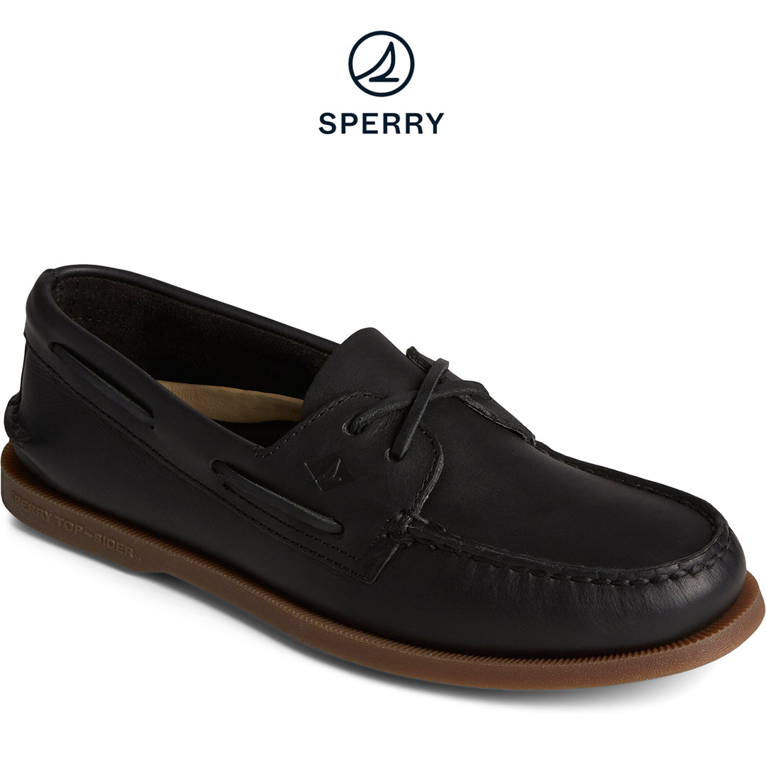 Black leather sperrys online