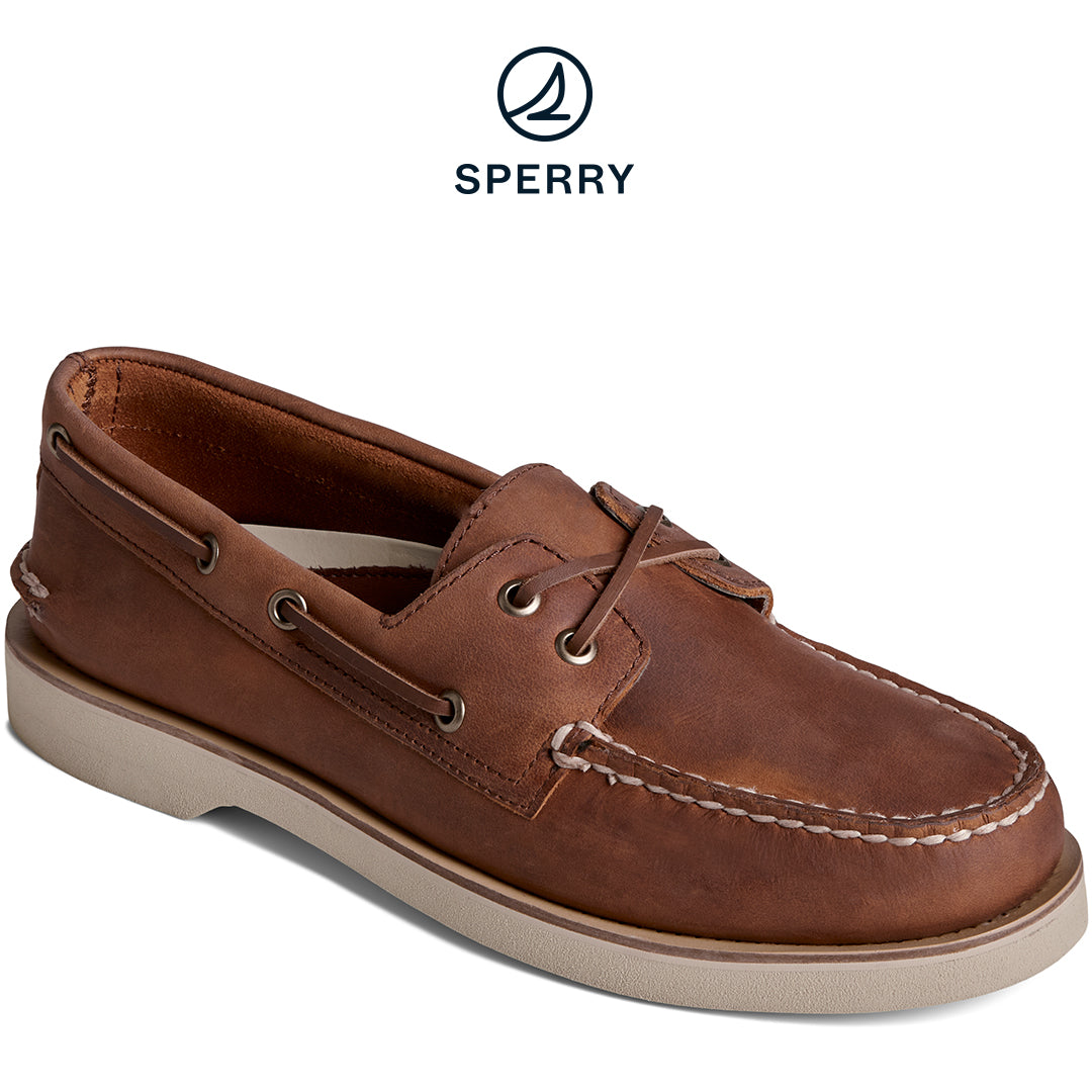 Sperry Men's Authentic Original 2-Eye Double Sole Cross Lace Boat Shoe Dark Tan (STS25283)