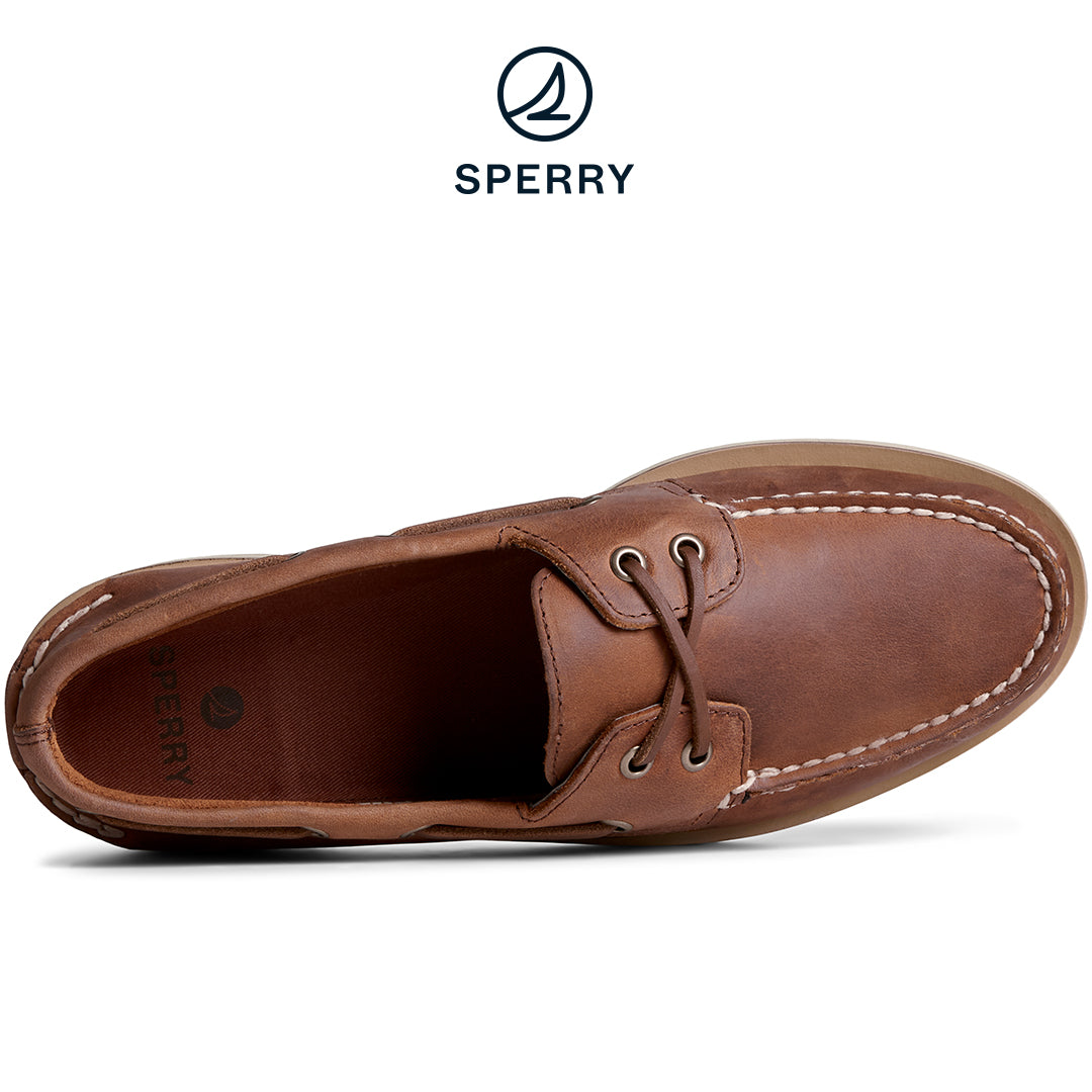 Sperry Men's Authentic Original 2-Eye Double Sole Cross Lace Boat Shoe Dark Tan (STS25283)