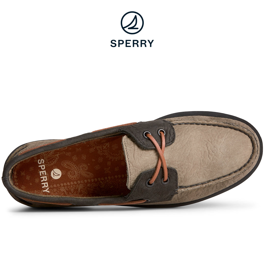 Sperry Men's Authentic Original 2-Eye Double Sole Cross Lace Tumbled Leather Boat Shoe Olive (STS25287)