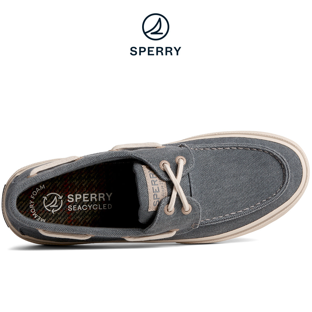 Sperry Men's SeaCycled™ Halyard 2-Eye Washed Canvas Boat Sneaker Blue (STS25384)
