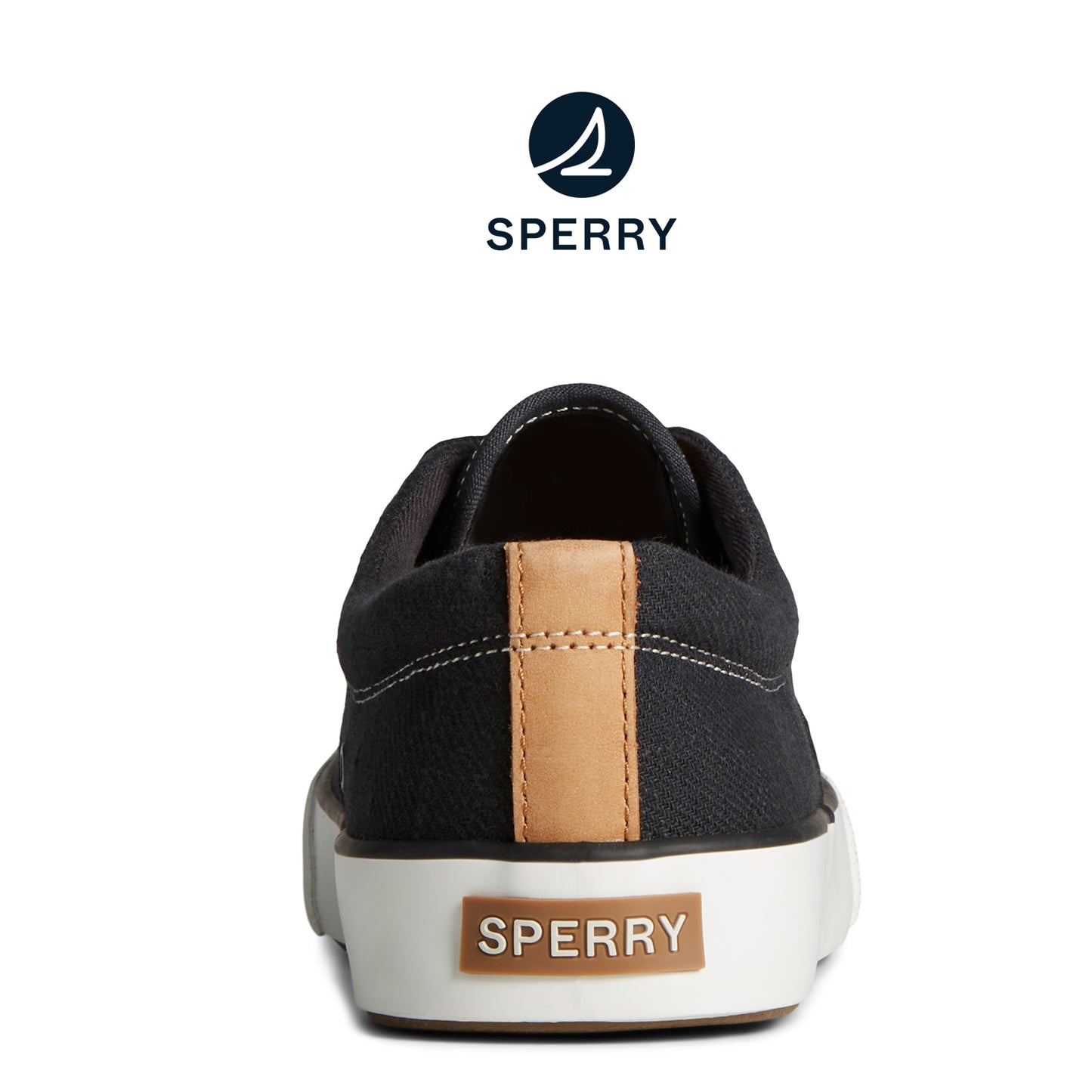Sperry Men's SeaCycled Striper II Slub Linen Sneaker Black (STS25664)