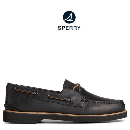 Sperry Men's Authentic Original Double Sole Cross Lace Boat Shoe Black  (STS25767)