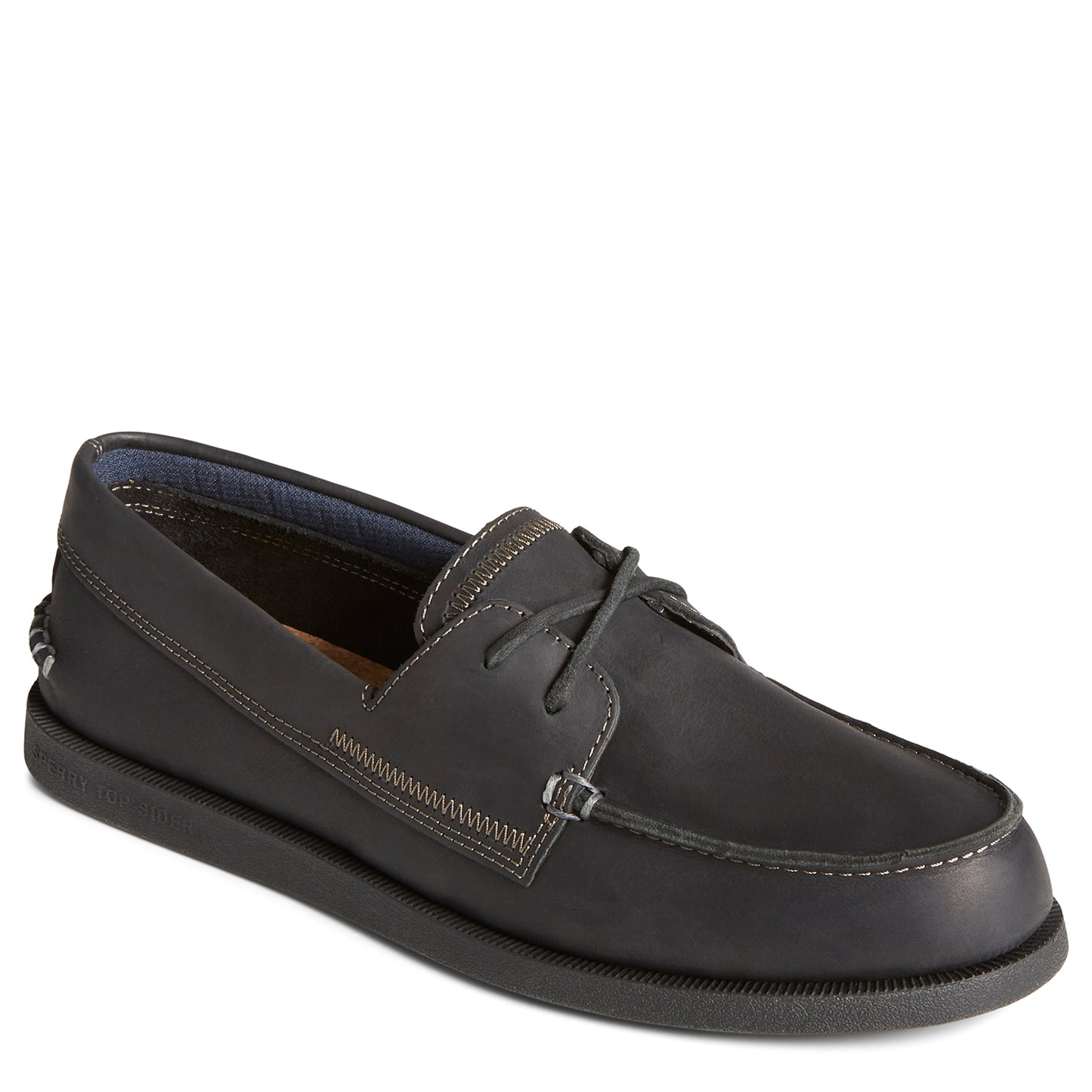 Sperry Men's Authentic Original™ 2-Eye Sirocco Leather Boat Shoe - Black (STS25788)