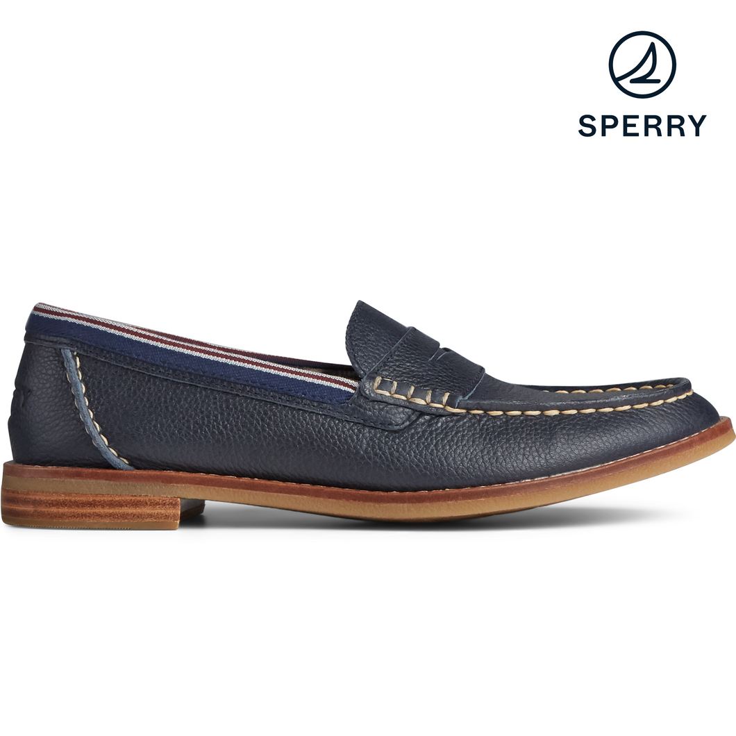 Sperry Women's Seaport Penny Tumbled Leather Loafer - Navy (STS85433)