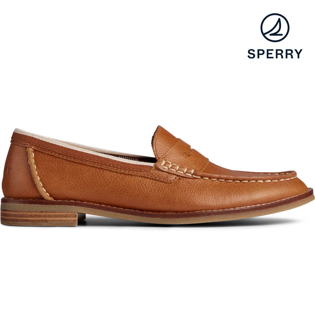 Sperry Women's Seaport Penny Tumbled Leather Loafer - Tan (STS85436)