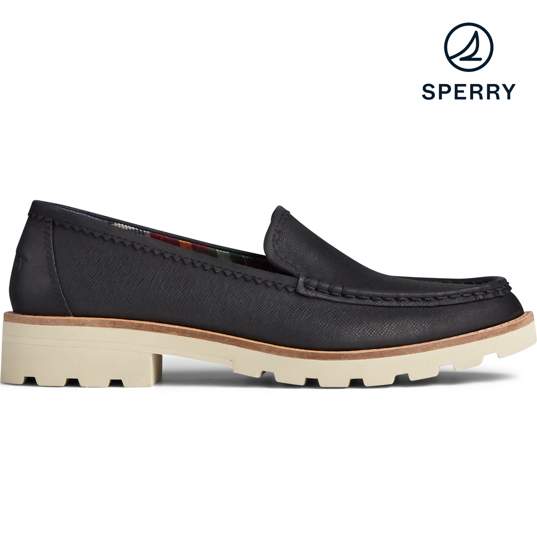 SPERRY Women's Authentic Original Leather Lug Loafer - Black (STS85611)
