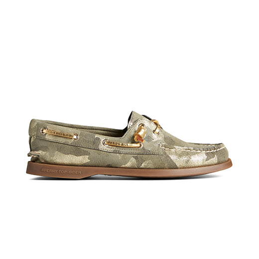 Sperry Women's Authentic Original Vida Metallic Camo Olive/Multi Boat Shoes STS86659
