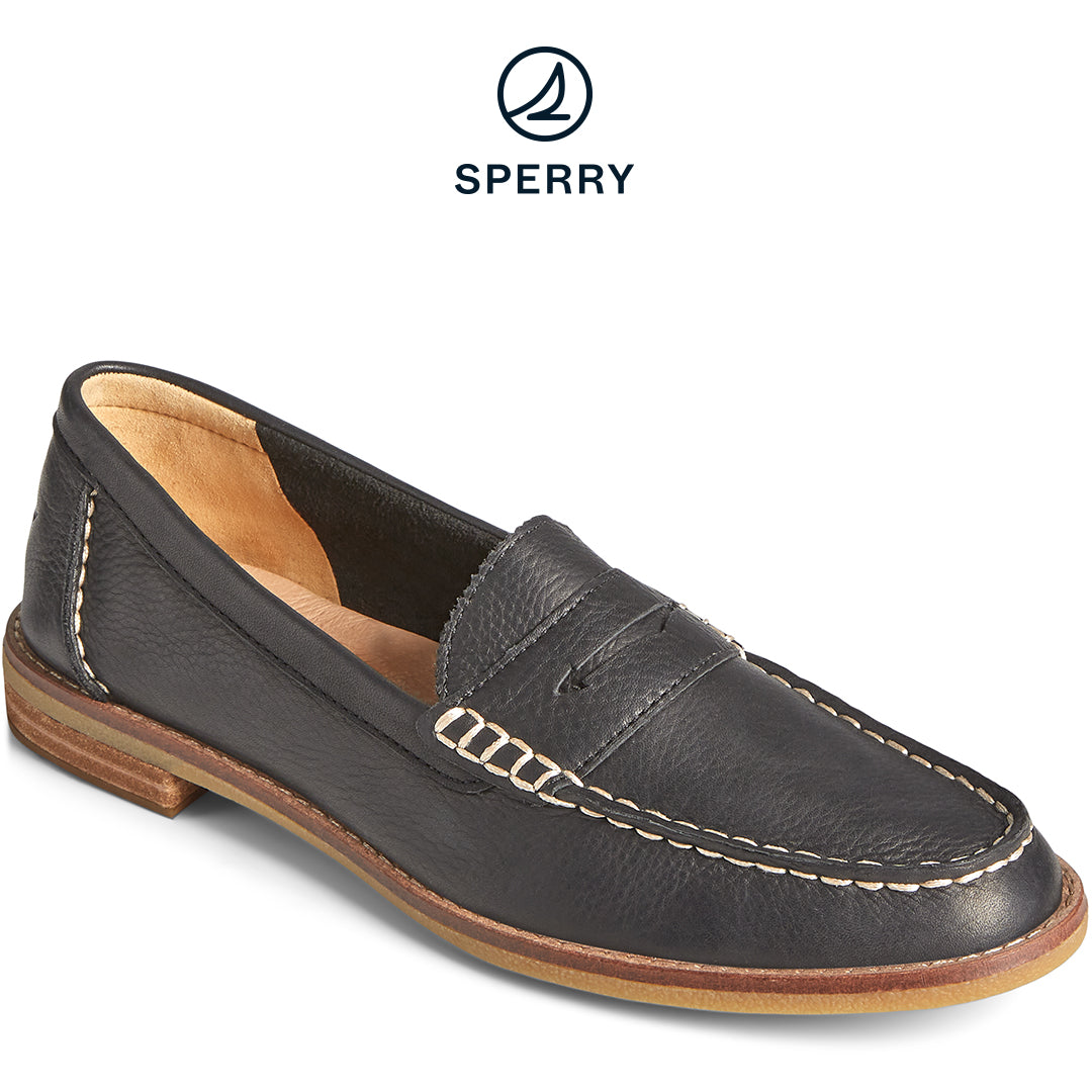 Sperry Women's Seaport Penny Leather Loafer Black (STS86931)