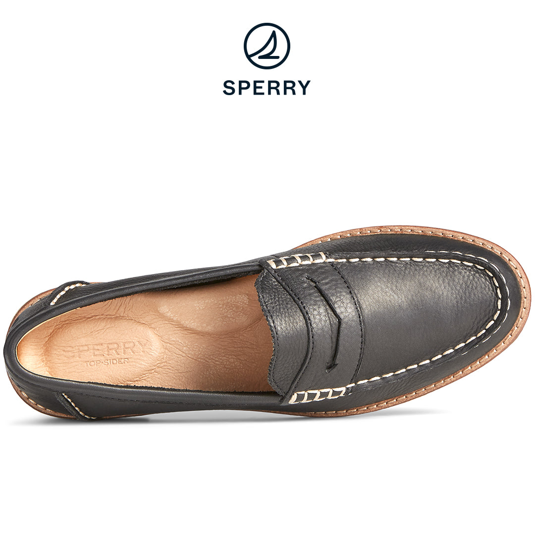 Sperry Women's Seaport Penny Leather Loafer Black (STS86931)