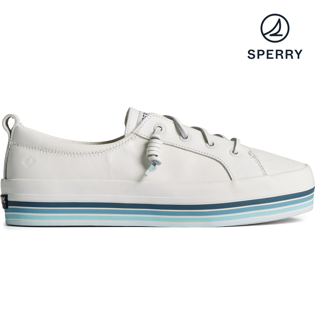 Sperry Women's Crest Vibe Platform Stripe Sneaker - White (STS87183)