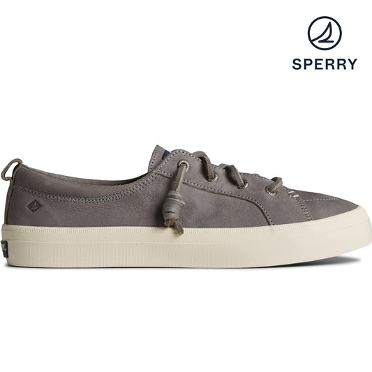 Sperry Women's Crest Vibe Tumbled Leather Sneaker - Dark Grey (STS87194)