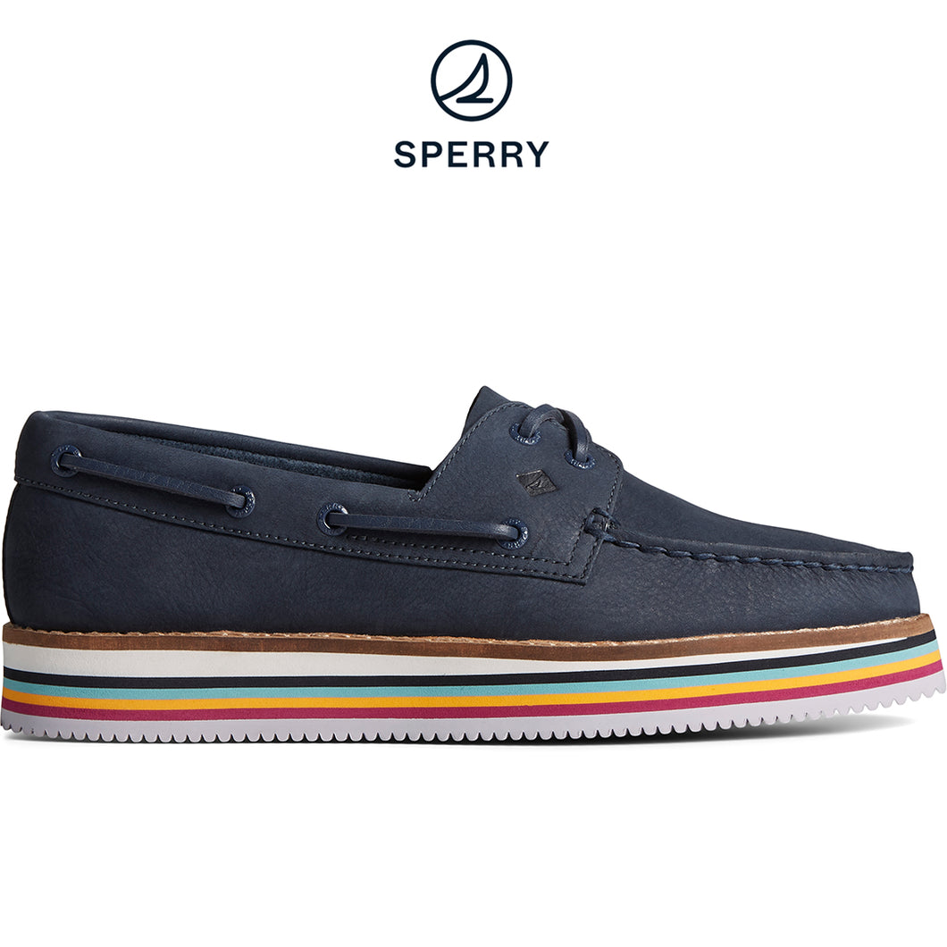 Sperry Women's Authentic Original Stacked Boat Shoe - Navy (STS87497)