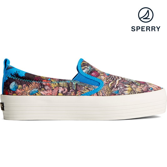 Sperry Women's x Kerby Crest Twin Gore Platform Sneaker - Blue (STS87742)
