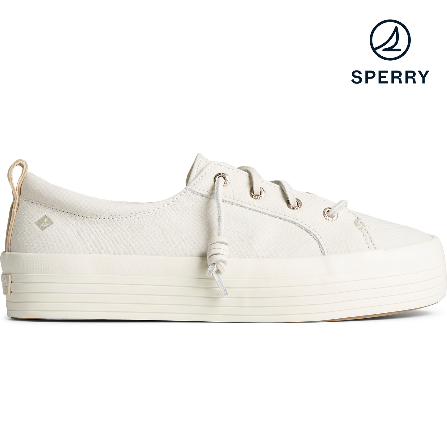 Sperry Women's Crest Vibe Platform Snake Sneaker - White (STS87804)