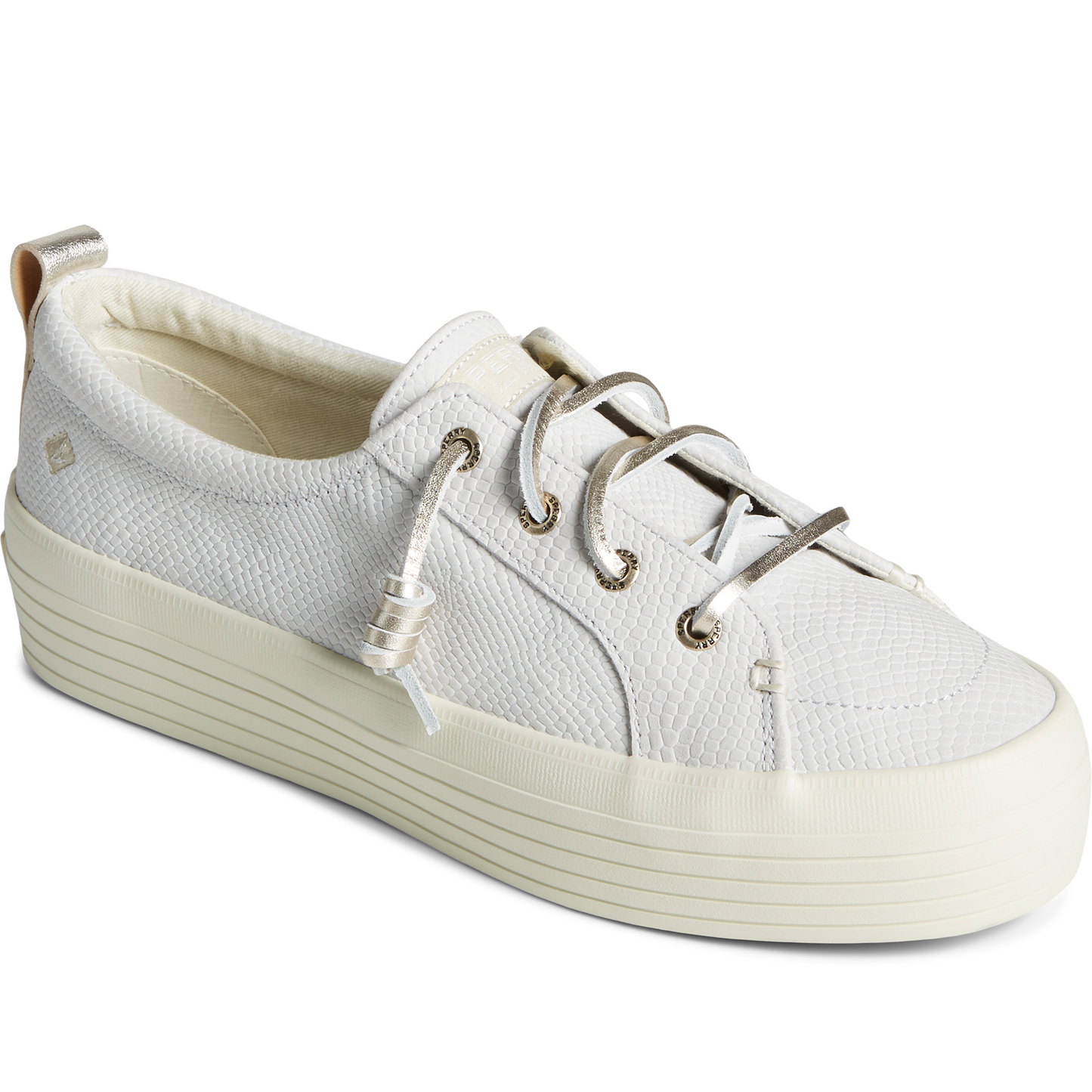 Sperry Women's Crest Vibe Platform Snake Sneaker - White (STS87804)