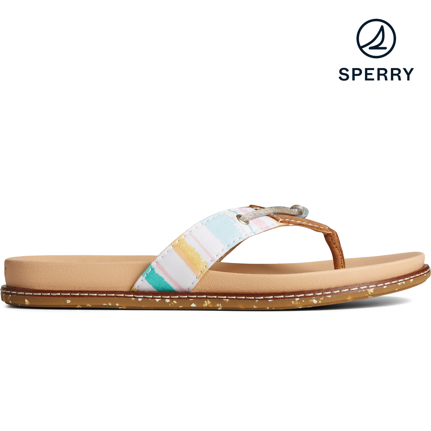 Sperry Women's Waveside Plushwave Thong Resort Stripe Flip Flop Stripe - White (STS88268)