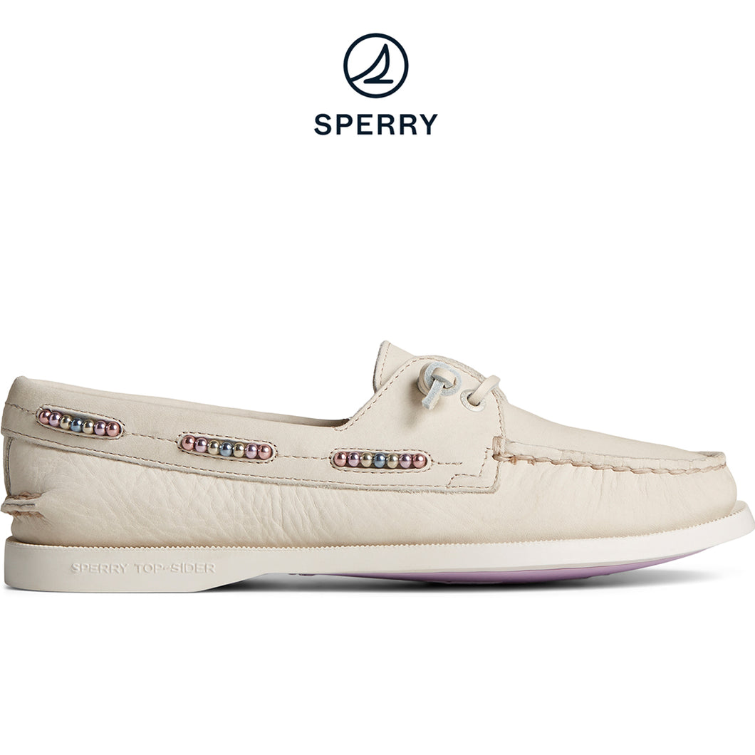 Sperry Women's Authentic Original™ 2-Eye Leather Boat Shoe Off White (STS88370)