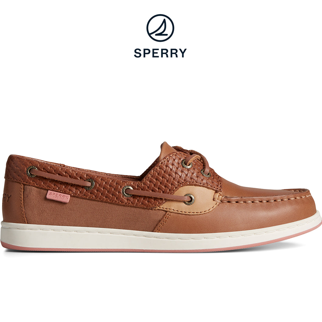 Sperry Women's Coastfish Embossed Leather Boat Shoe Brown (STS88411)