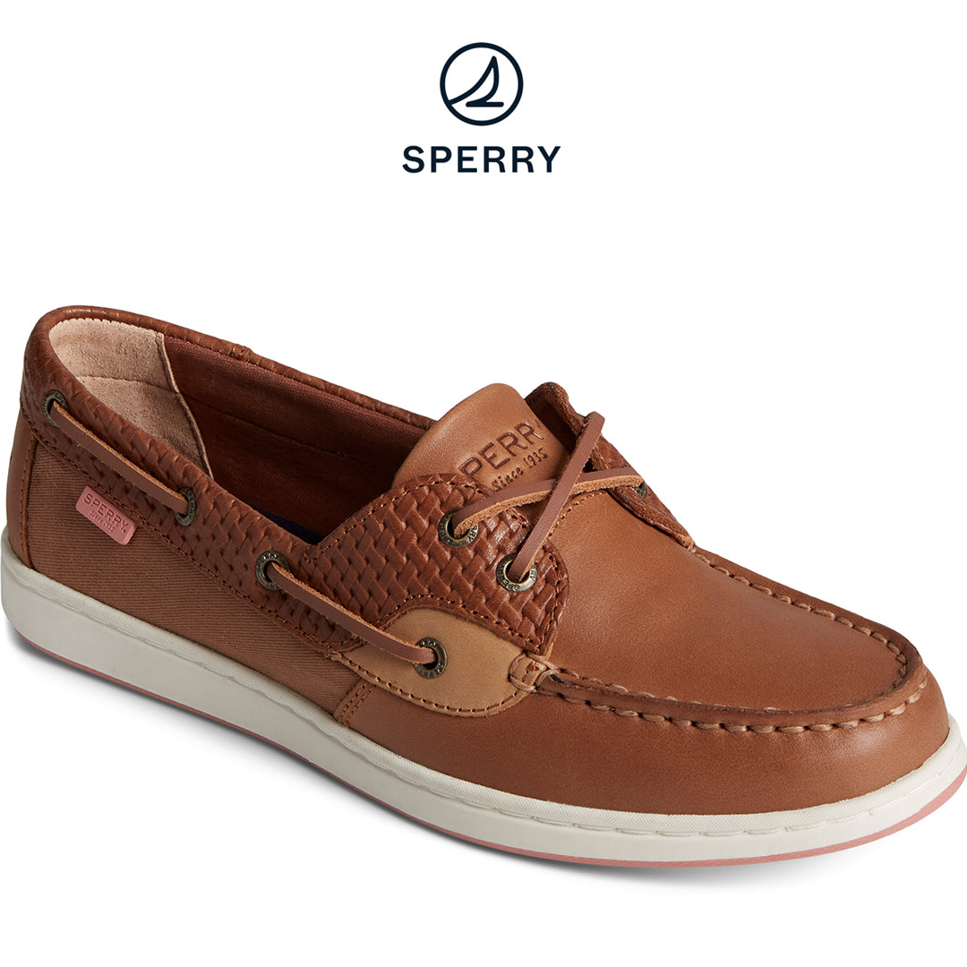 Sperry Women's Coastfish Embossed Leather Boat Shoe Brown (STS88411)