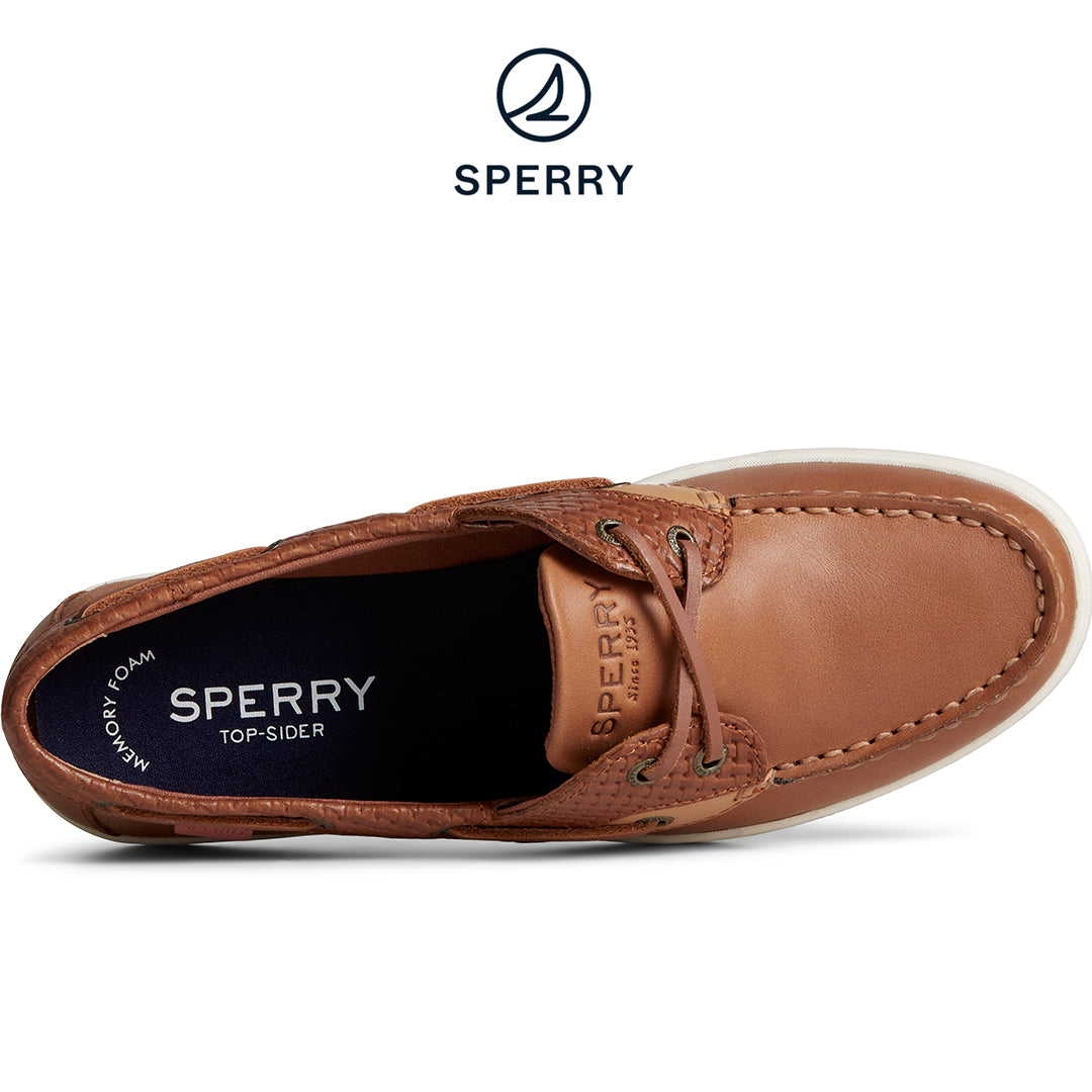 Sperry Women's Coastfish Embossed Leather Boat Shoe Brown (STS88411)