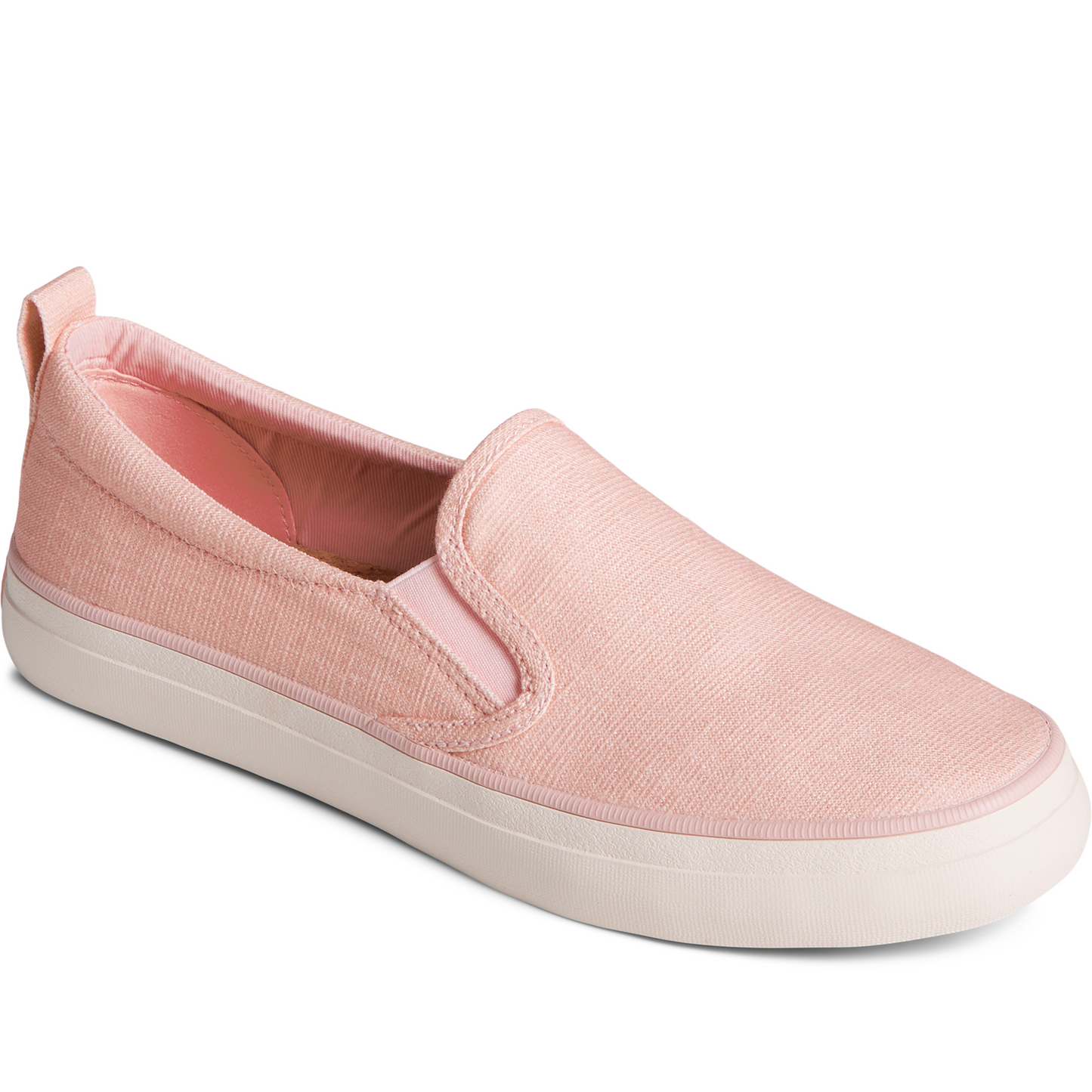 Sperry Women's Crest Twin Gore Shimmer Slip On Sneaker - Pink (STS88457)