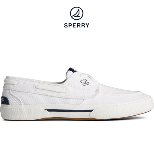 Sperry Women's Pier Wave Washed Heavy Twill Boat Sneaker White (STS88552)