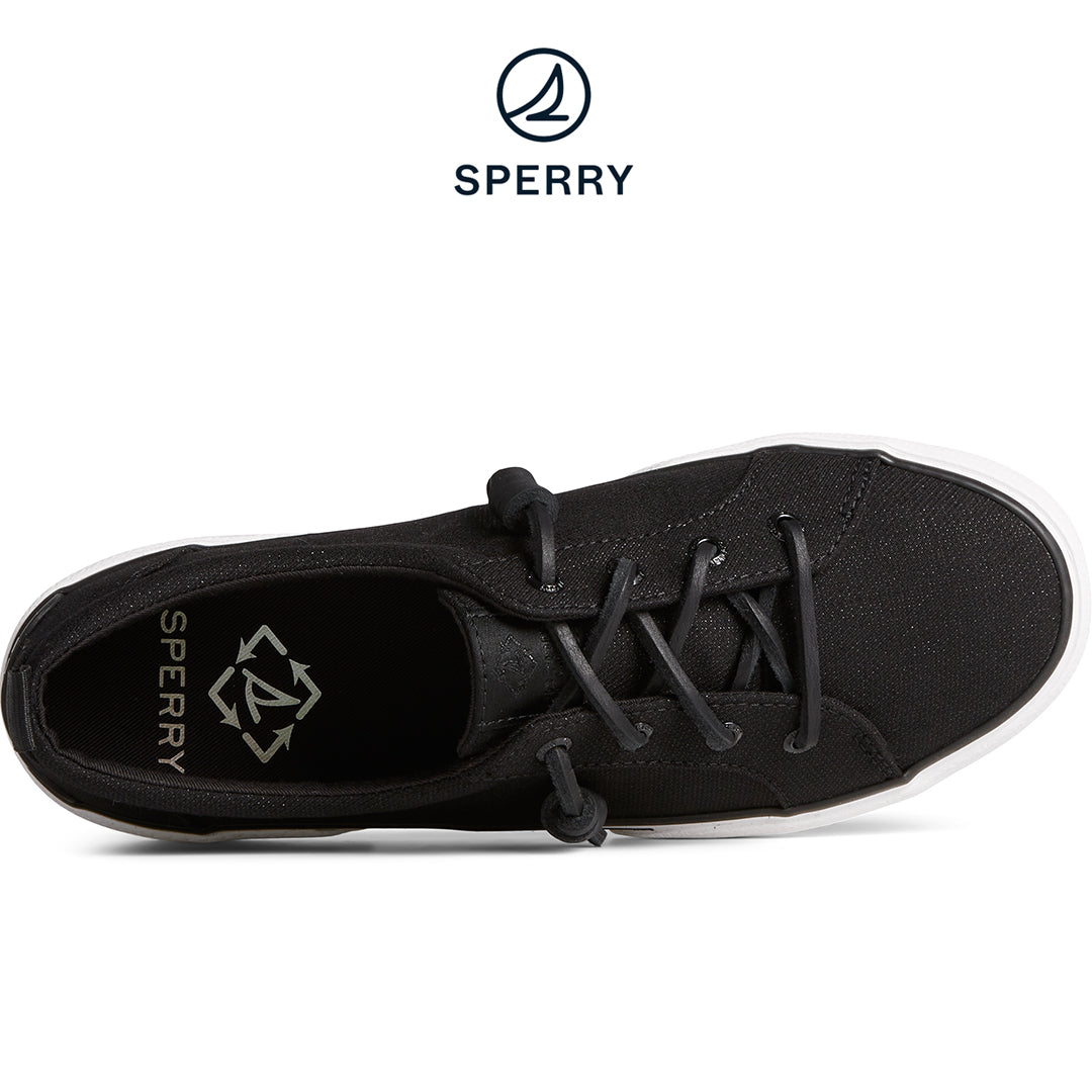 Sperry Women's Pier Wave Iridescent Sparkle Sneaker Black (STS88553)