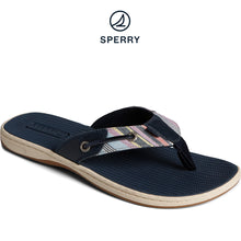 Load image into Gallery viewer, Sperry Women&#39;s Seafish Chambray Stripes Flip Flop Navy (STS88585)
