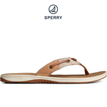 Load image into Gallery viewer, Sperry Women&#39;s Seafish Chambray Stripes Flip Flop Tan (STS88645)
