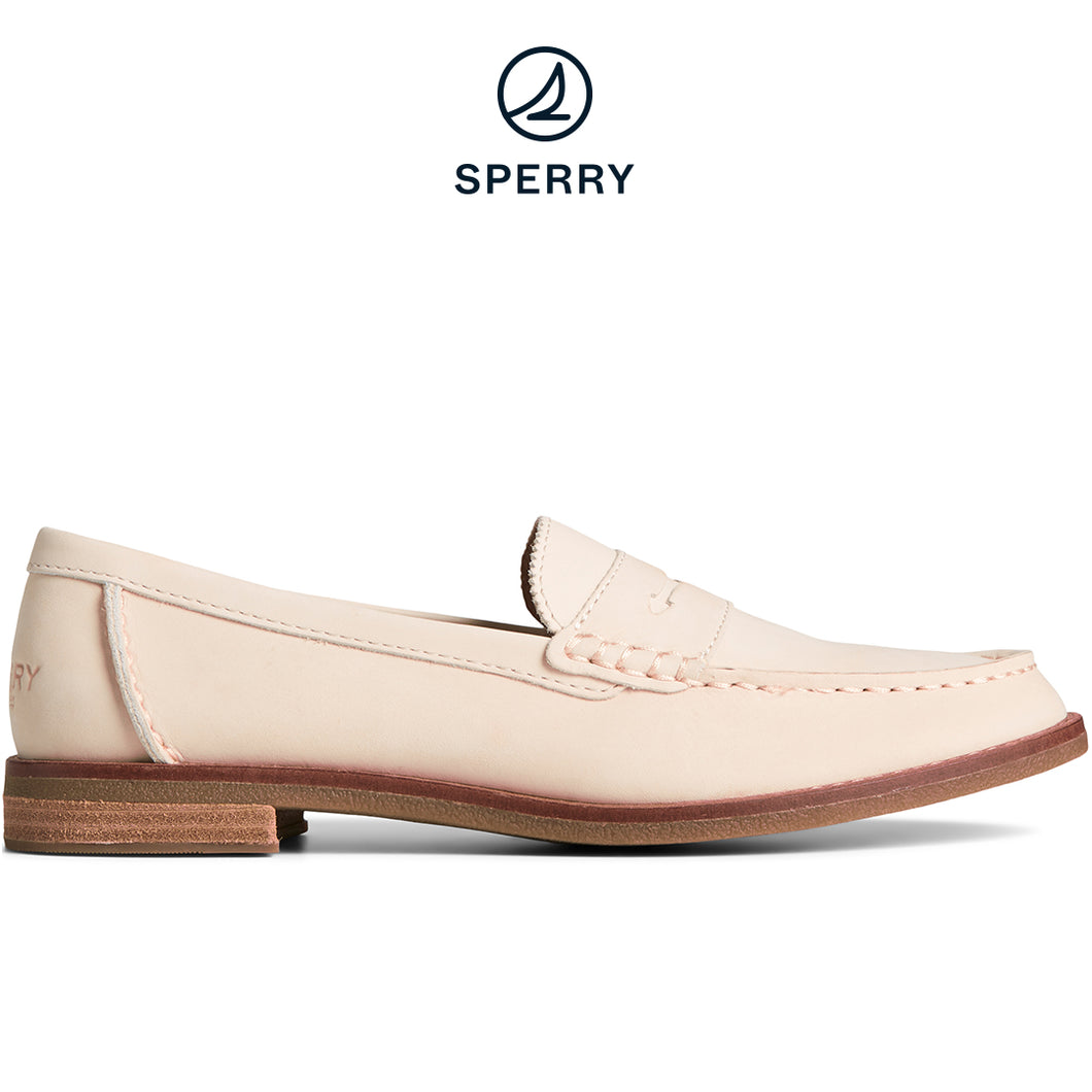 Sperry Women's Seaport Penny Caning Embossed Leather Loafer Off White (STS88647)