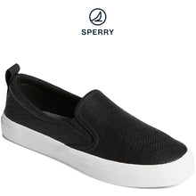 Load image into Gallery viewer, Sperry Women&#39;s Crest Twin Gore Perforated Leather Slip On Sneaker Black (STS88722)
