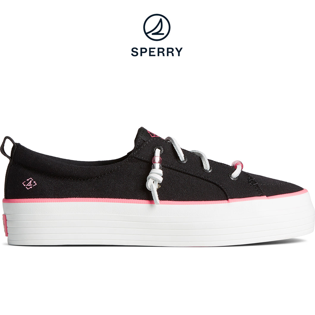 Sperry Women's Crest Vibe Beaded Platform Canvas Sneaker Black (STS88734)