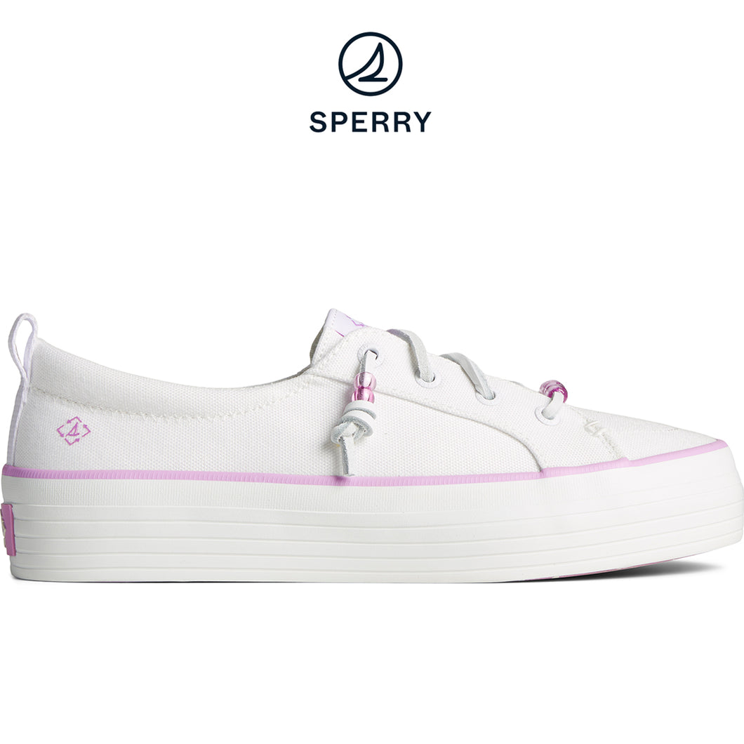 Sperry Women's Crest Vibe Beaded Platform Canvas Sneaker White (STS88735)