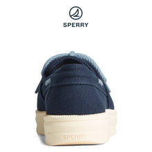 Load image into Gallery viewer, Sperry Women&#39;s Cruise Plushstep Boat Slubby Linen Navy (STS88770)
