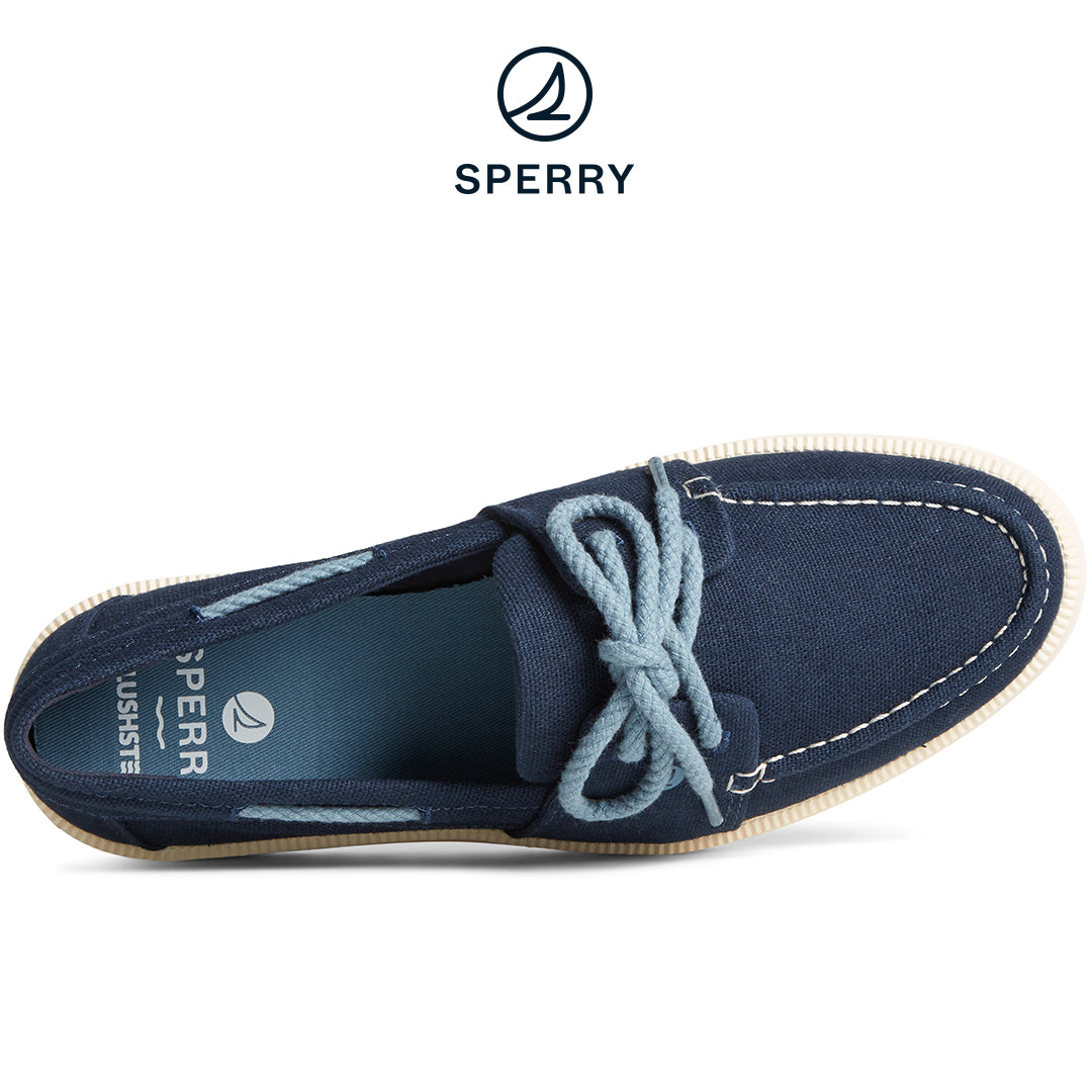 Sperry Women's Cruise Plushstep Boat Slubby Linen Navy (STS88770)