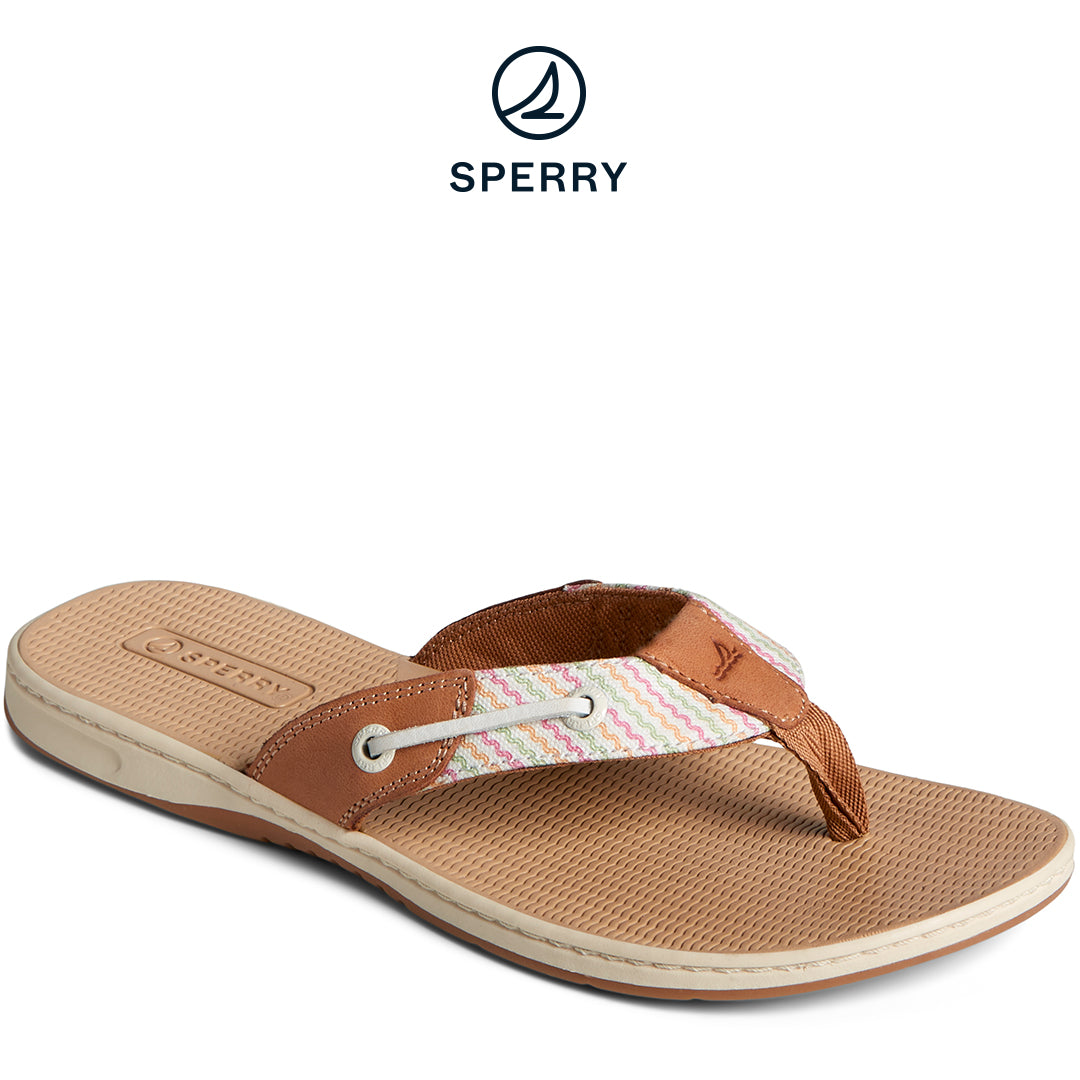 Sperry Women's Seafish Resort Leather Flip Flop Sahara (STS88818)