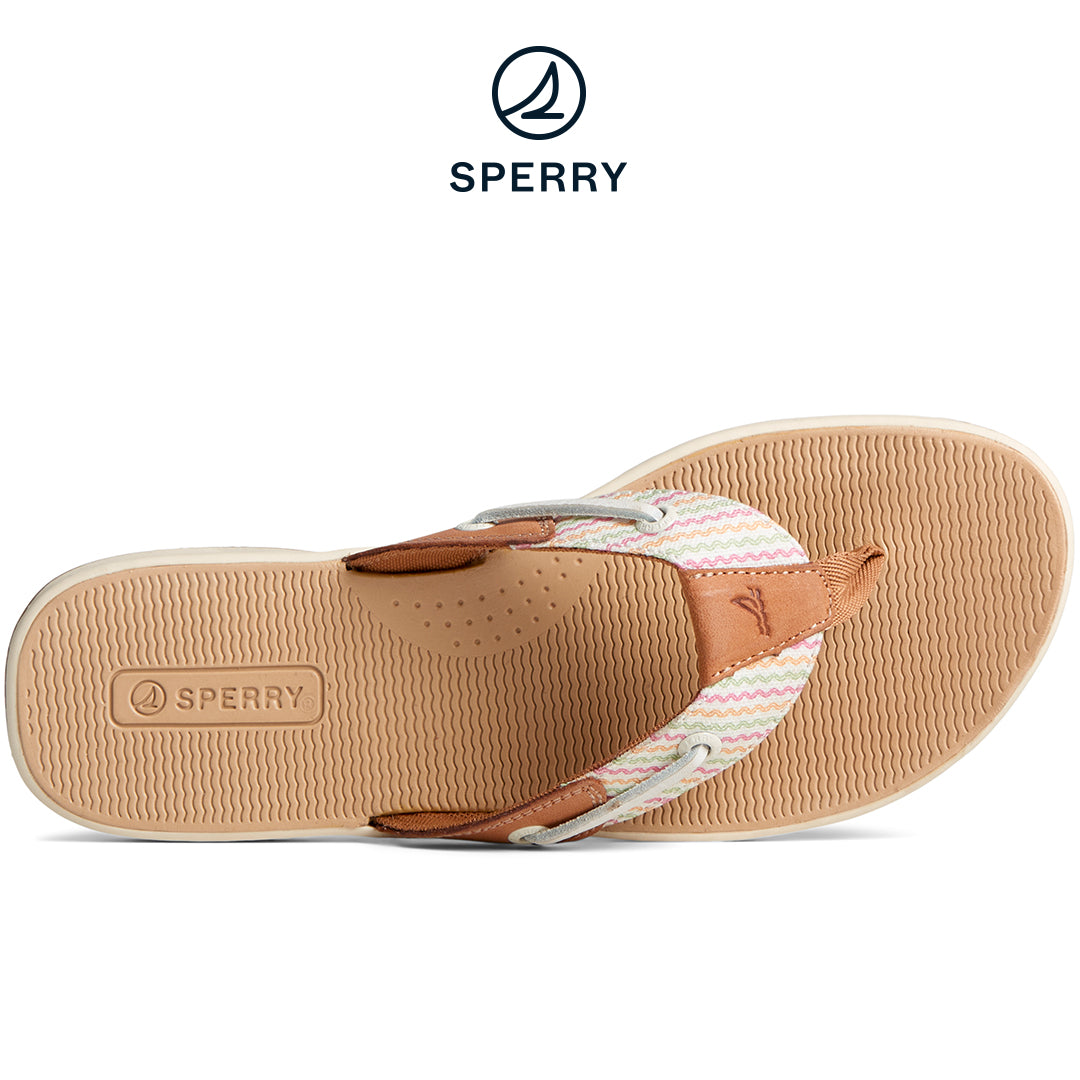 Sperry Women's Seafish Resort Leather Flip Flop Sahara (STS88818)