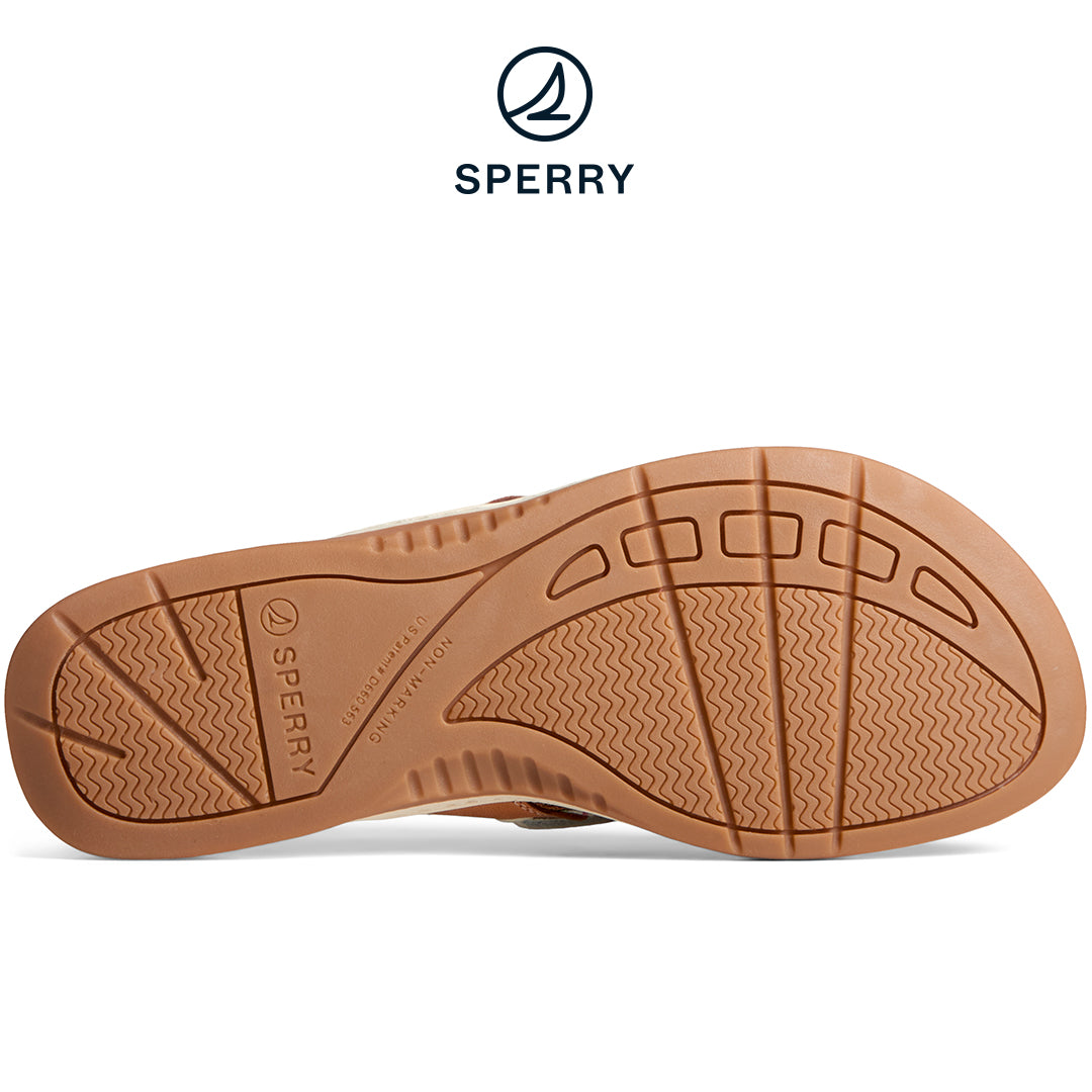 Sperry Women's Seafish Resort Leather Flip Flop Sahara (STS88818)