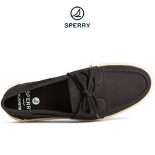 Load image into Gallery viewer, Sperry Women&#39;s Cruise Plushstep Leather Boat Shoe Black (STS890370)

