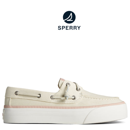Sperry Women's SeaCycle Bahama 3.0 Platform Textile Sneaker Off White (STS89329)