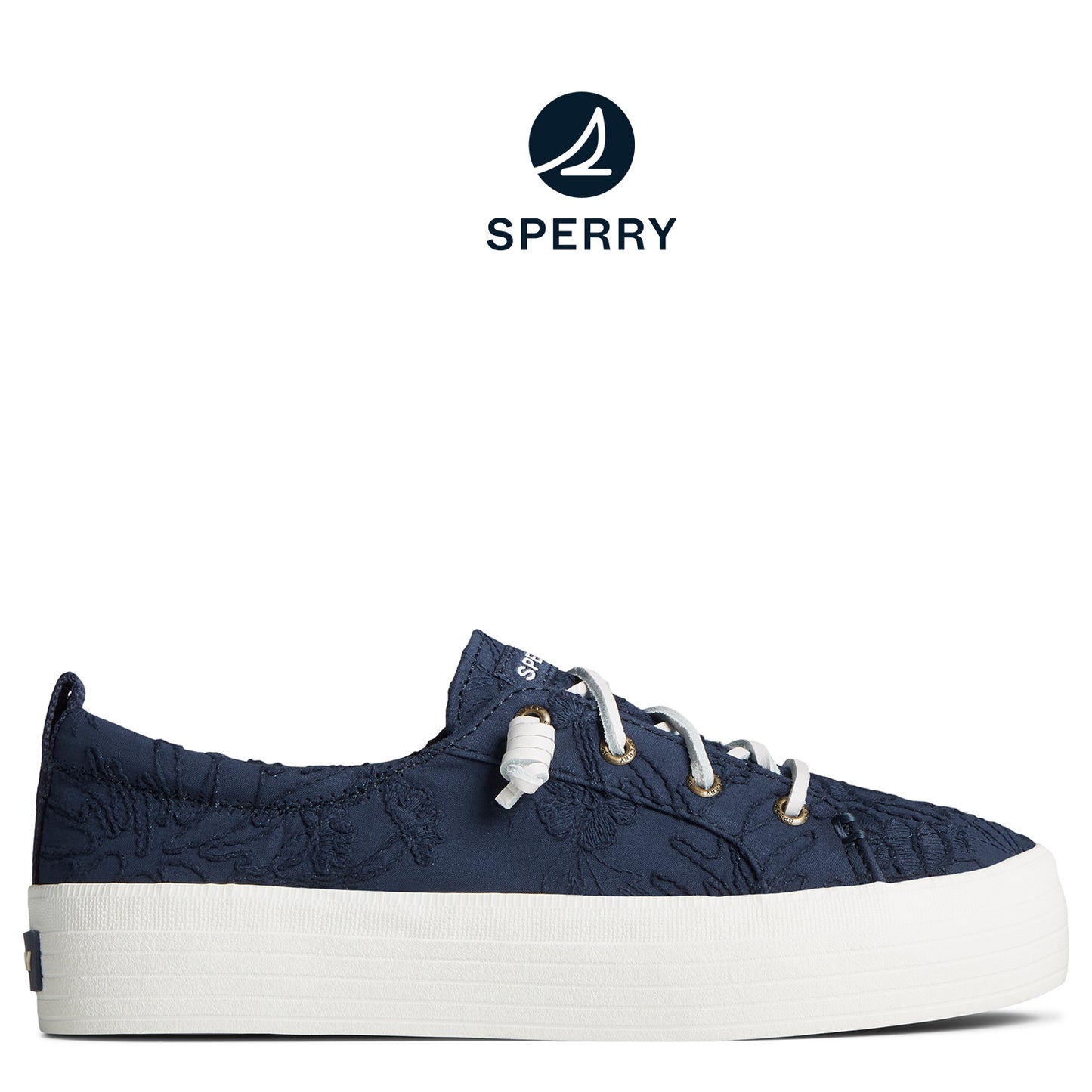 Sperry Women's SeaCycled™ Crest Vibe Platform Lace Platform Sneaker Navy (STS89340)