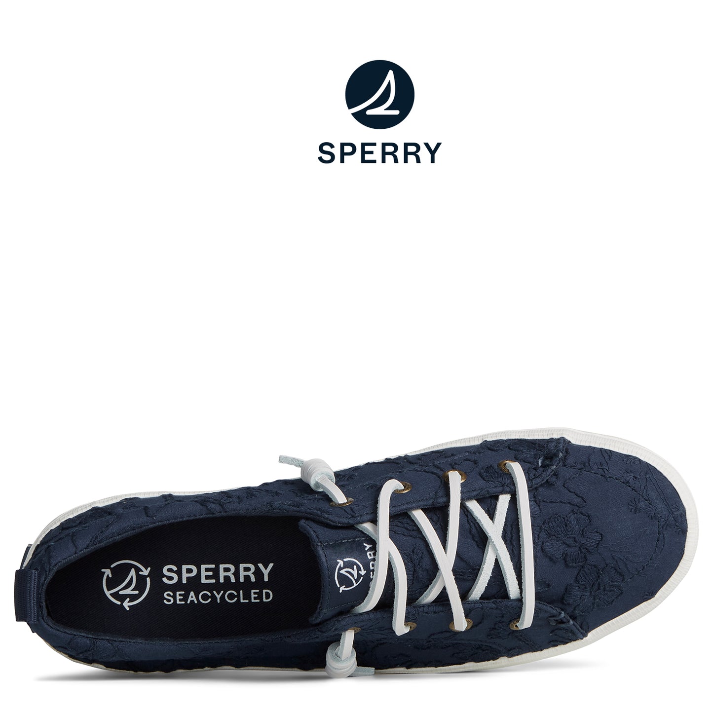 Sperry Women's SeaCycled™ Crest Vibe Platform Lace Platform Sneaker Navy (STS89340)