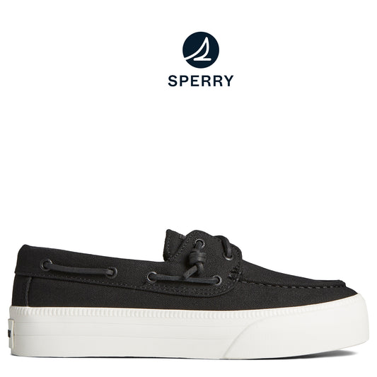 Sperry Women's SeaCycled Bahama 3.0 Platform Textile Sneaker Black (STS89367)