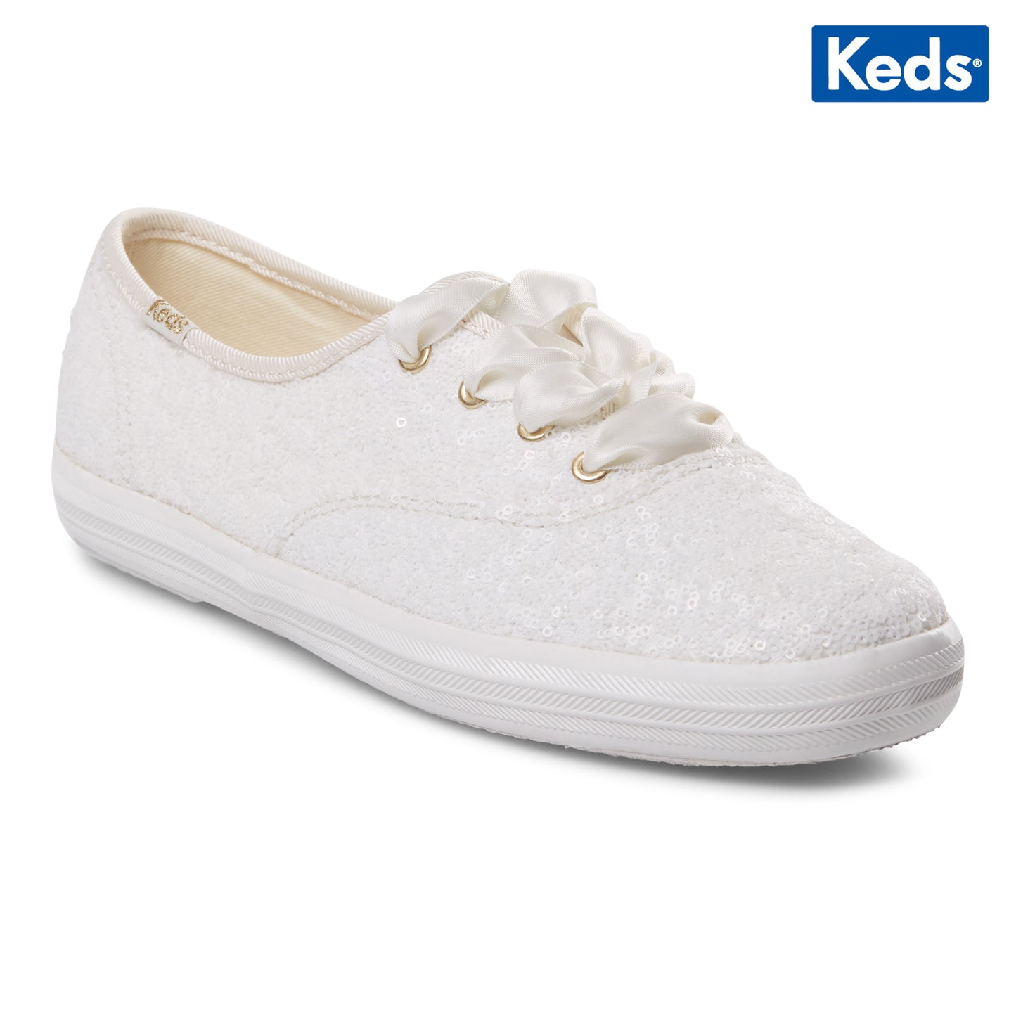 Keds Women's Champion Sequins Sneaker Off White (WF66722)